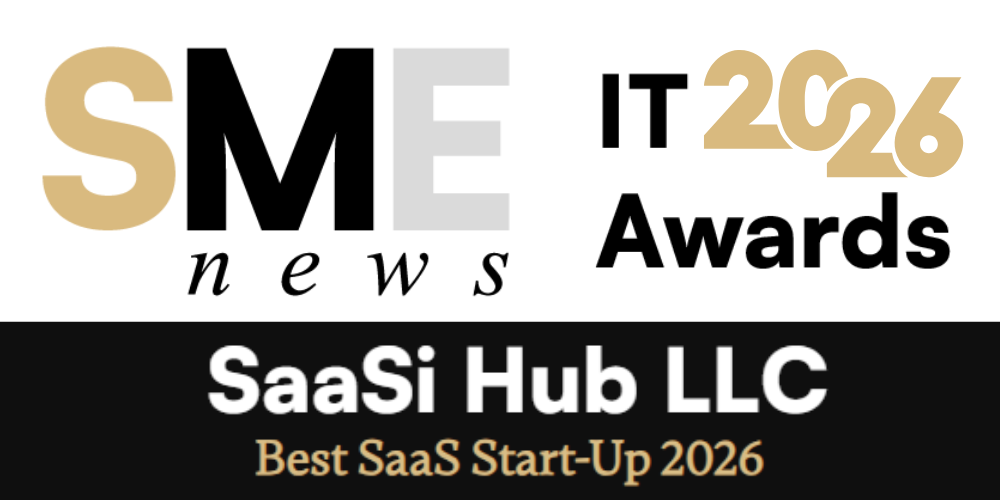 Award banner for SME News awarding SaaSi Hub the Best SaaS Start-Up 2026 title.